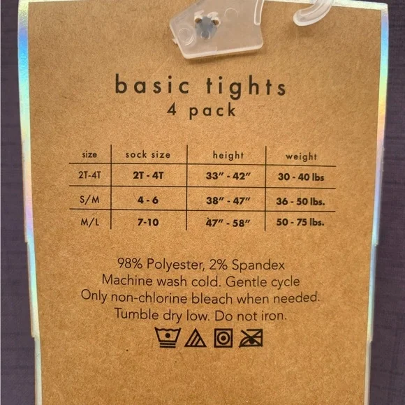 Kids Tights 4-Pack - Cream, Gray, Black - Picture 7 of 8